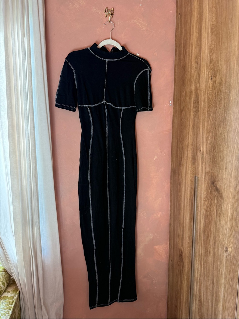 Fashion Nova Black Maxi Dress with Contrast Seam Detail